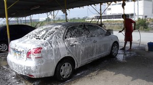 Cleaning the car